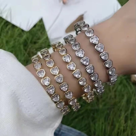 Heart Crystal Tennis Bracelet