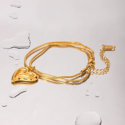 Curvy Heart Chain Bracelet - 18k Gold Plated