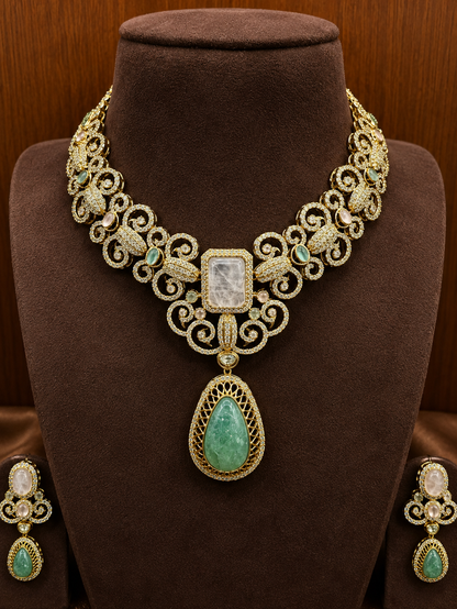 Mehranika Emerald Pendant Necklace Set