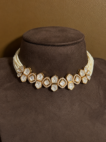 Rupali – Real Moissanite Polki Choker Set