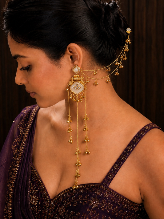 Mrunal Kashmiri Earrings with Ear Chain