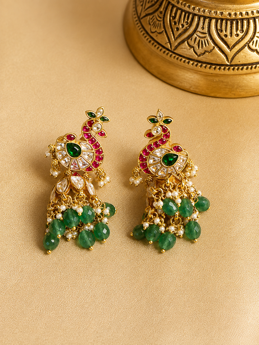 Hamsa Kuntala – Original Jadau Kundan Temple Jhumkas