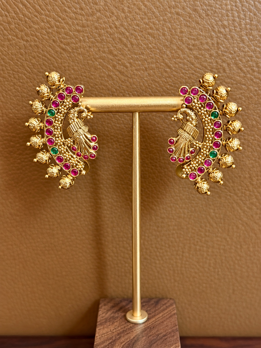 Mayur Karnika – Peacock Temple Jewellery Stud with Ear Cuff