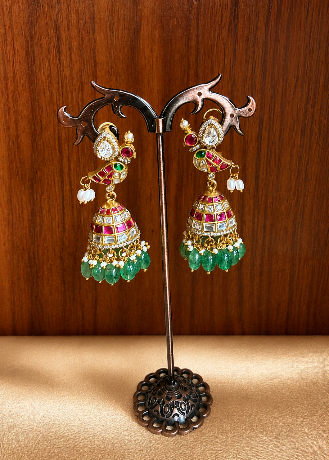 Kili Kundala - Jadau Kundan Parrot Jhumka
