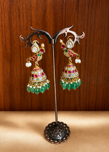 Kili Kundala - Jadau Kundan Parrot Jhumka
