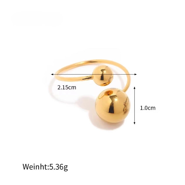 Dual Bead Ring - 18k Gold Plated