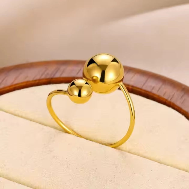 Dual Bead Ring - 18k Gold Plated
