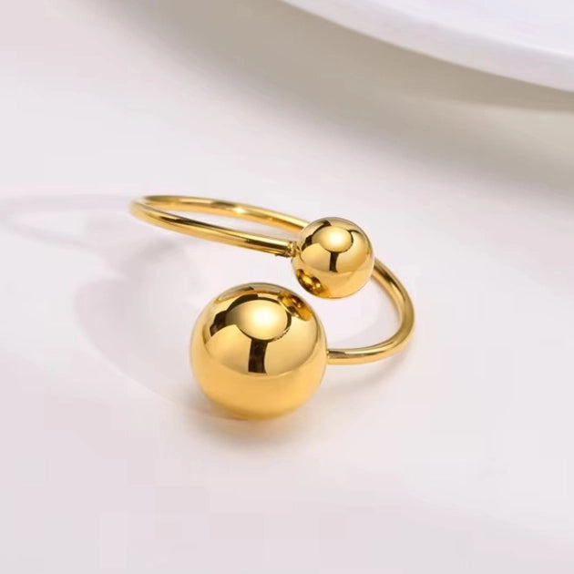 Dual Bead Ring - 18k Gold Plated