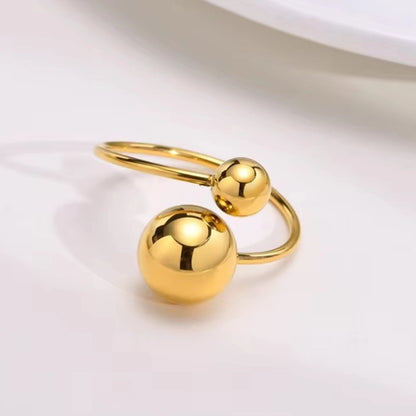 Dual Bead Ring - 18k Gold Plated