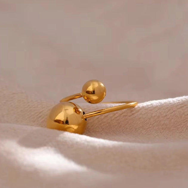 Dual Bead Ring - 18k Gold Plated