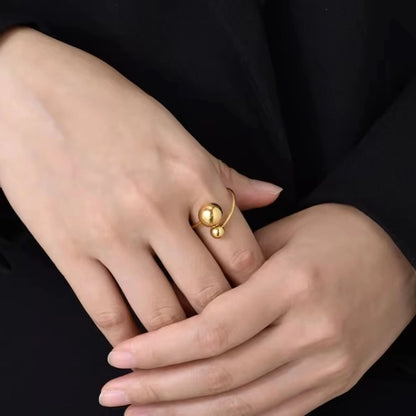 Dual Bead Ring - 18k Gold Plated