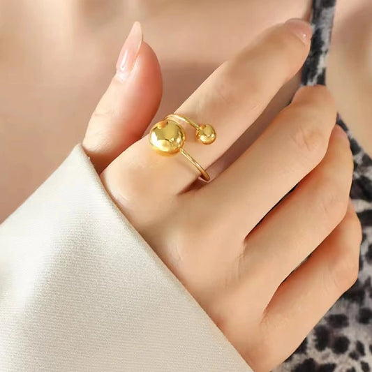 Dual Bead Ring - 18k Gold Plated