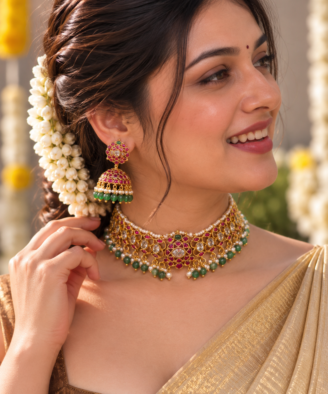 Tarangini Trimaya – Premium Kemp & Kundan Three-Way Convertible Choker