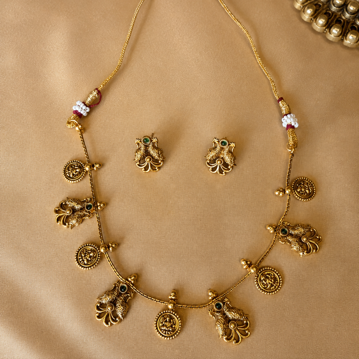 Mayura Kashika – Lakshmi Coin Temple Necklace Set.