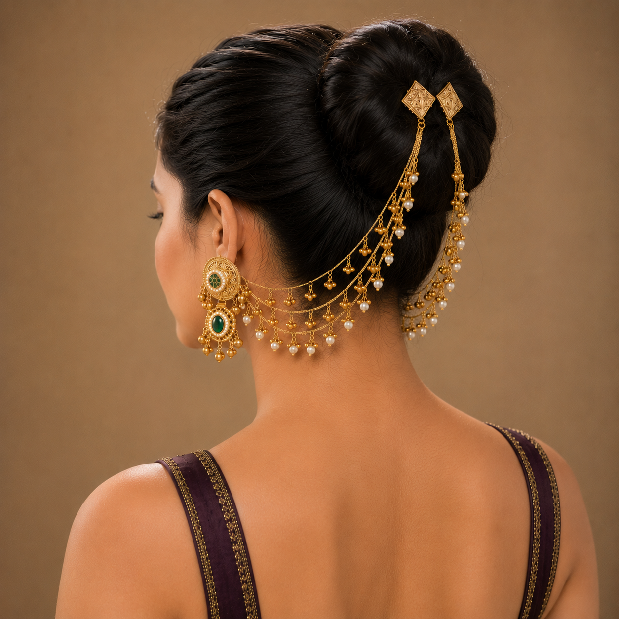 Gulnaar – Kashmiri Earrings with Ear Chain