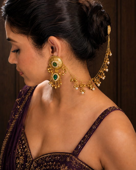 Gulnaar – Kashmiri Earrings with Ear Chain