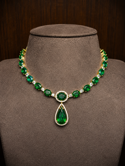 Harnika Petite Emerald Diamond Necklace Set.