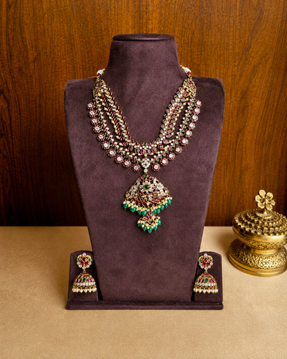 Mrunalini Dwimala – Convertible Original Jadau Kundan Two-Layer Necklace & Earring Set.