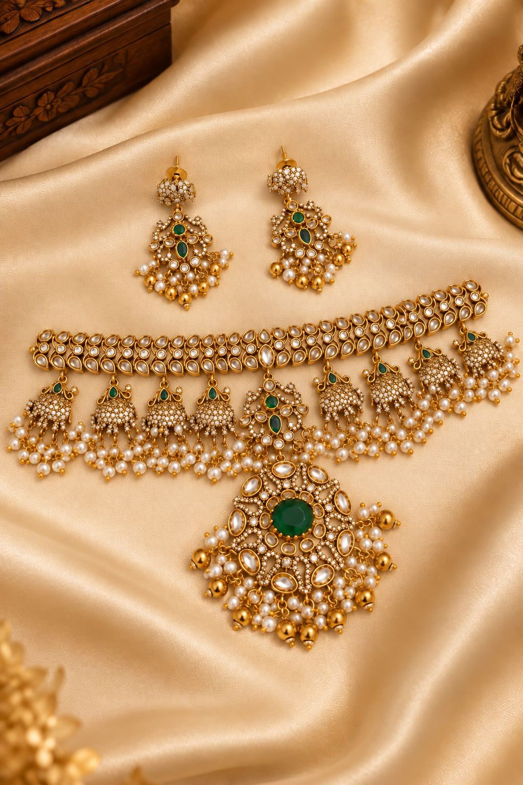Karini – Victorian Real Polki Moissanite Necklace Set
