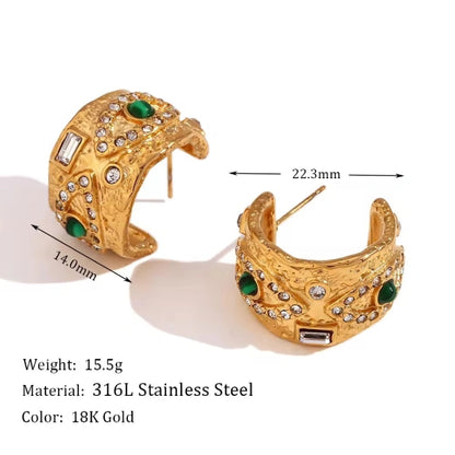 Emerald Green with Zircons Nazar Hoops