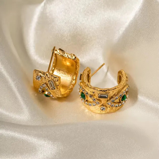 Emerald Green with Zircons Nazar Hoops