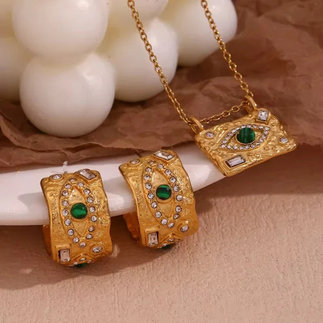 Emerald Green with Zircons Nazar Hoops