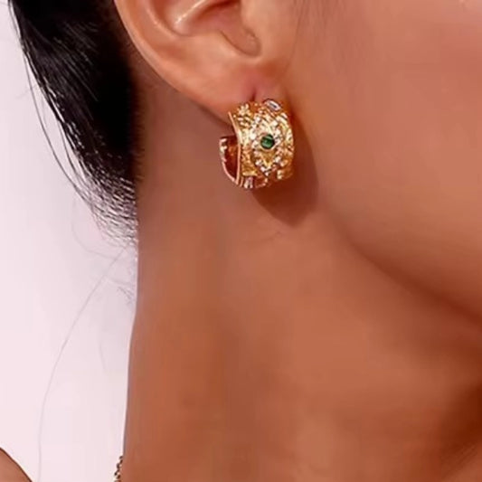 Emerald Green with Zircons Nazar Hoops