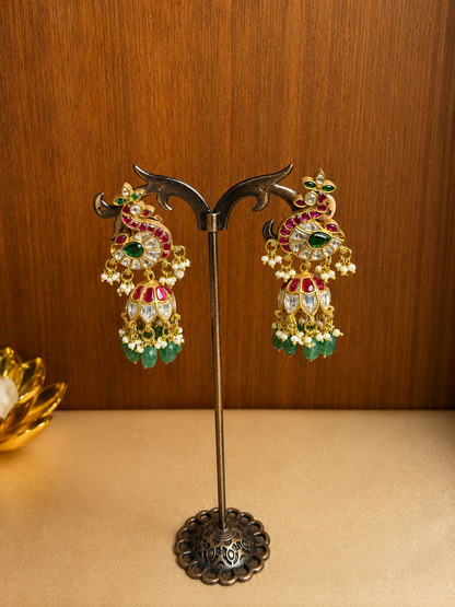 Hamsa Kuntala – Original Jadau Kundan Temple Jhumkas