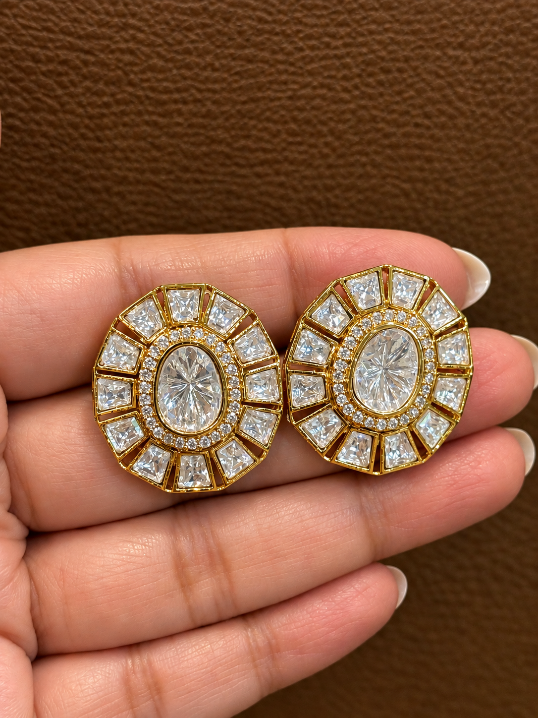 Tejaswi - Real Moissanite Polki Statement Studs