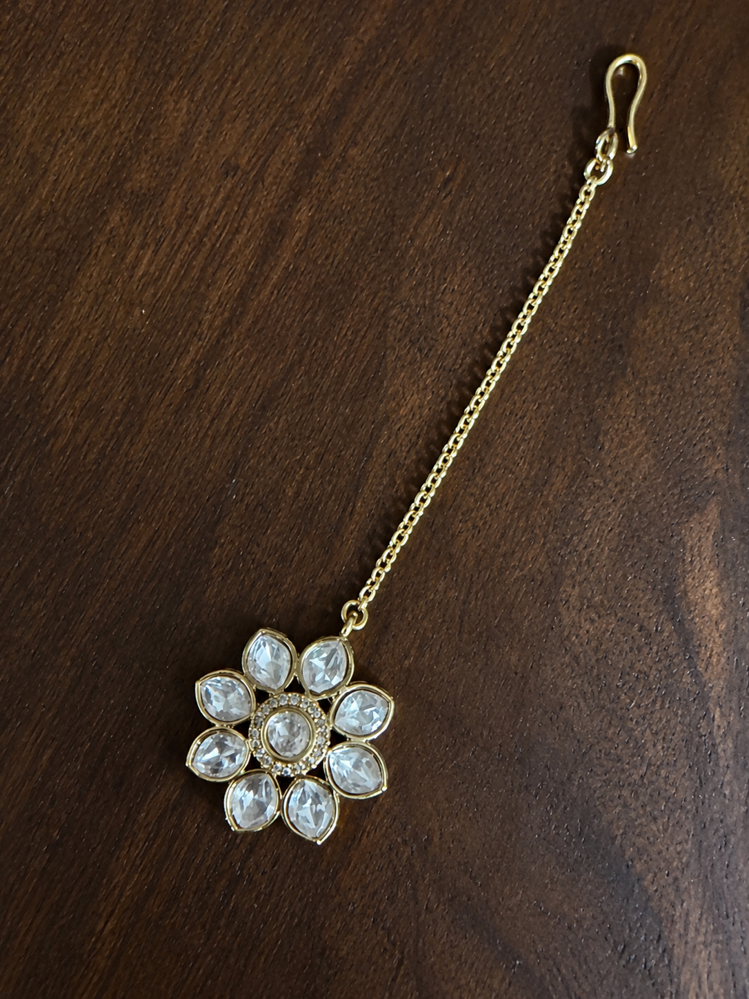 Champa – Real Moissanite Polki Floral Maang Tikka