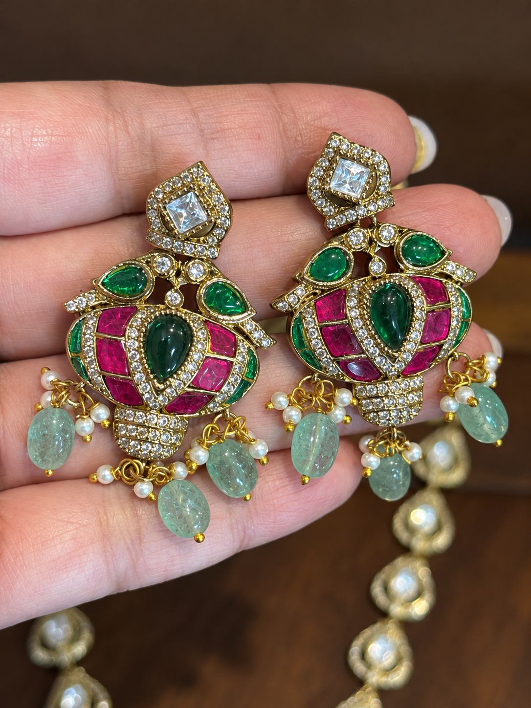 Mayura Vamshi – Moissanite Polki Jadau Kundan Necklace Set
