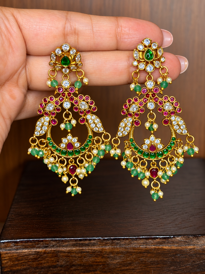 Mayurika – Emerald & Ruby Chandbali Earrings