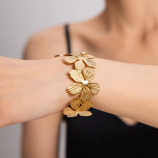 Flora Cuff Bracelet - 18k Gold Plated