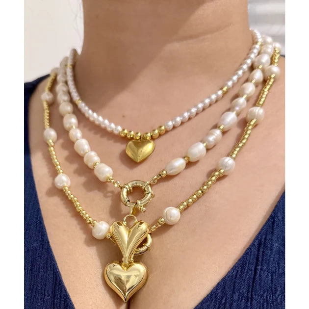 Fresh Water Original Pearl Three Layered Necklace