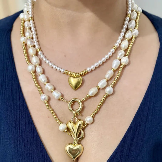 Fresh Water Original Pearl Three Layered Necklace