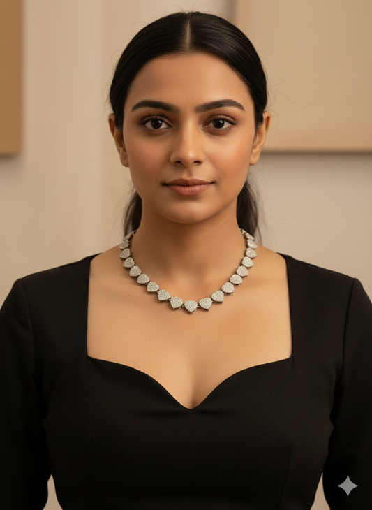 Rhinestone Silver Plated Zircon Love Necklace