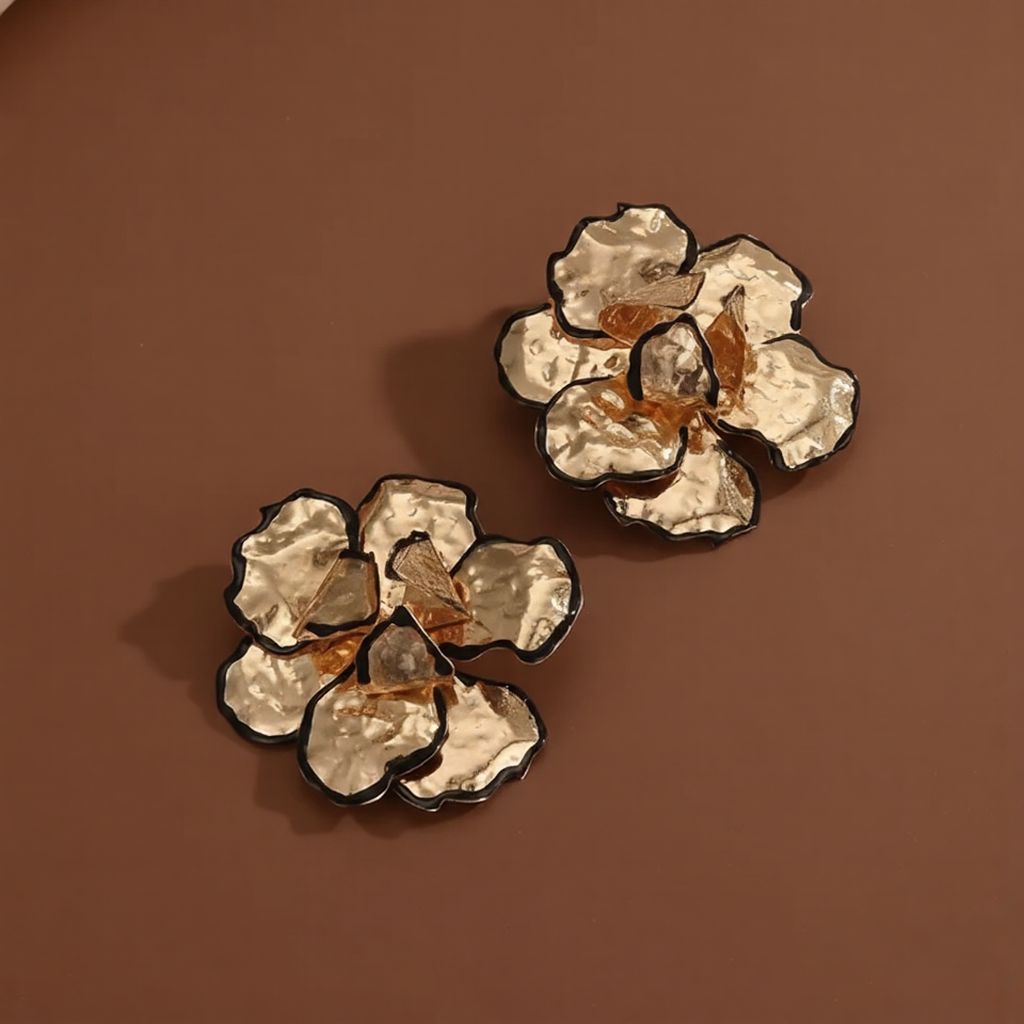 Grande Fleur Noiré Studs