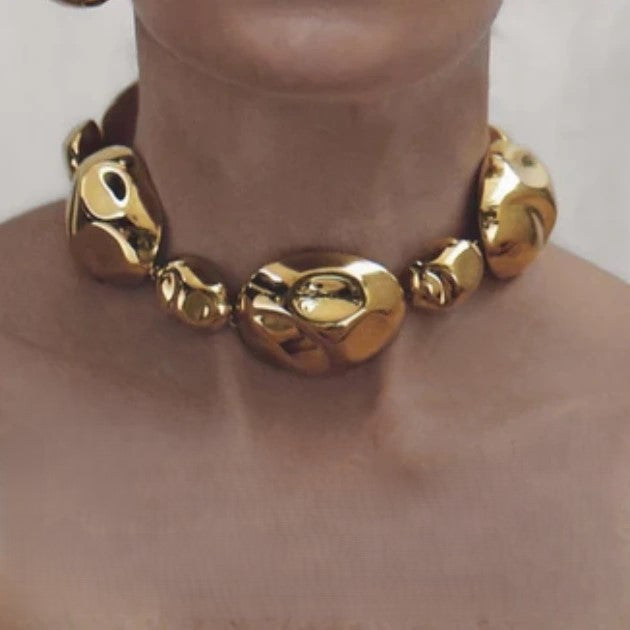 Geometric Gold Bold Statement Necklace