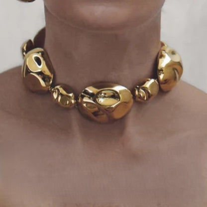 Geometric Gold Bold Statement Necklace