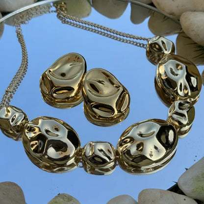 Geometric Gold Bold Statement Necklace