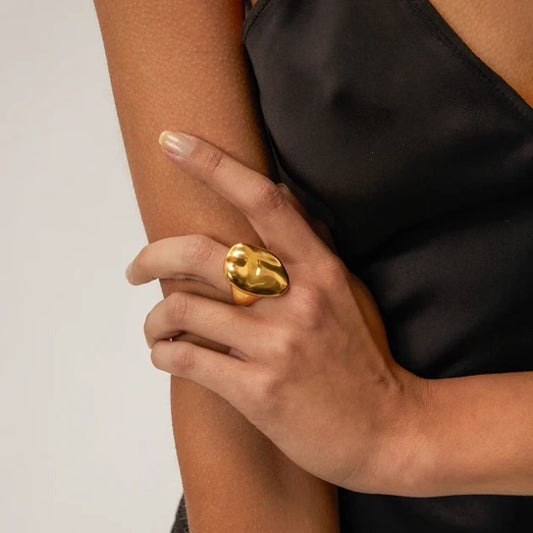 Geometric Gold Bold Statement Ring