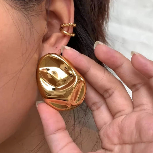 Geometric Gold Bold Statement Studs