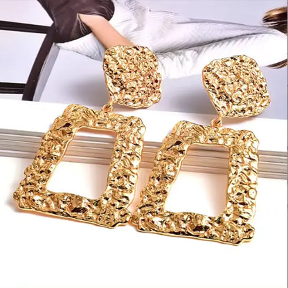 Geometric Gold Drop Square Earring