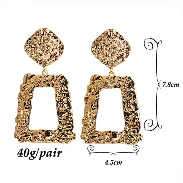 Geometric Gold Drop Square Earring