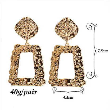 Geometric Gold Drop Square Earring
