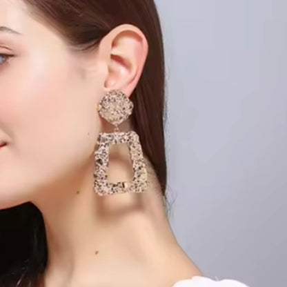 Geometric Gold Drop Square Earring