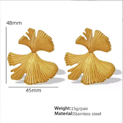 Gold Biloba Leaf Studs