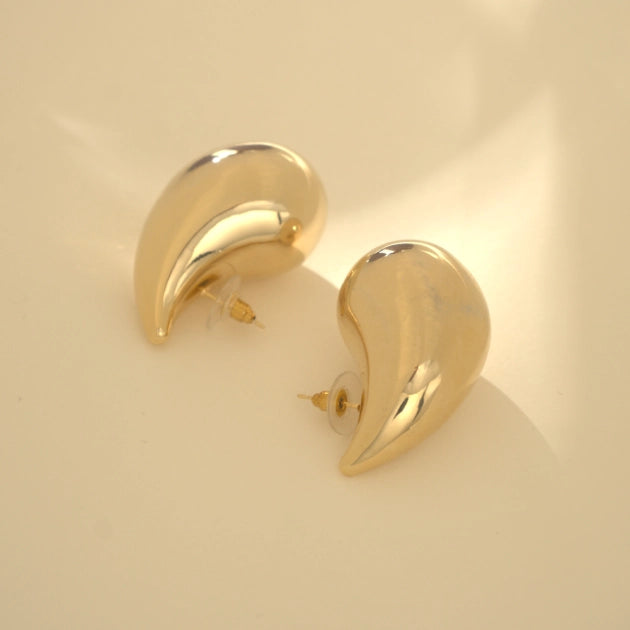 Gold Bold Tear Drop Studs