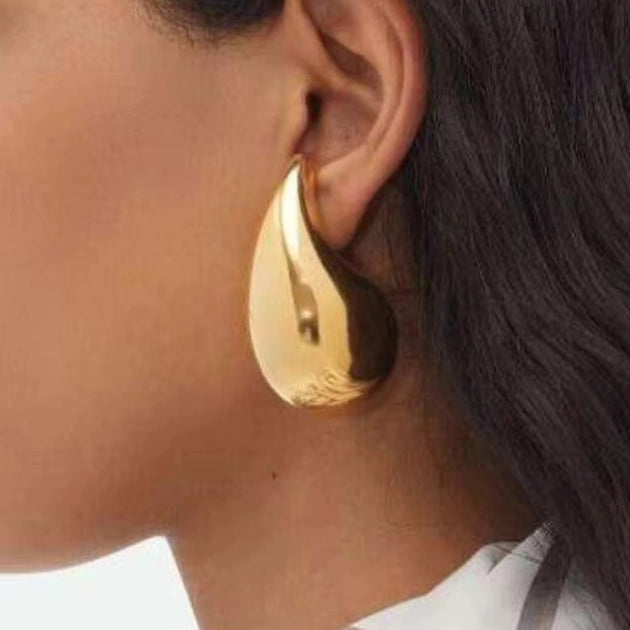 Gold Bold Tear Drop Studs