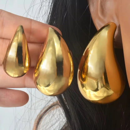 Gold Bold Tear Drop Studs